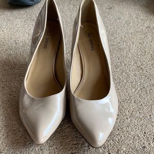 Call it Spring Vegan Nude Pointy Closed Toe Heels